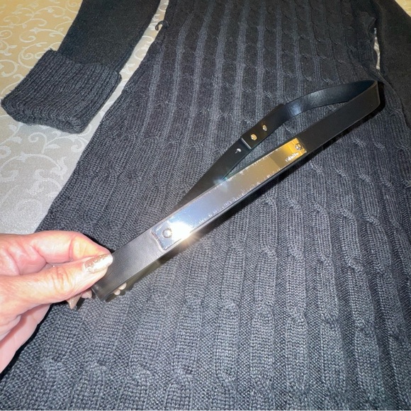 Calvin Klein Charcoal Grey Cowl Neck Belted Cable Knit Sweater Dress - Picture 12 of 16